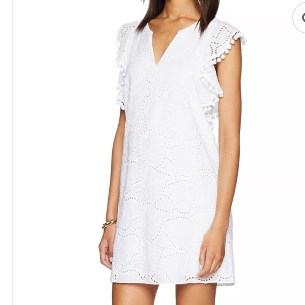 Lilly Pulitzer Women's Astara Dress, Resort White Leaf Eyelet XS